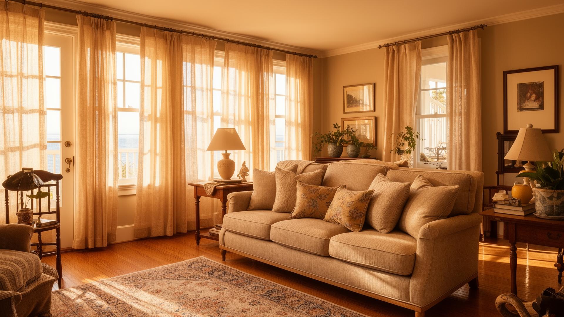 Sunlit traditional living room in a Coastal Orange County home